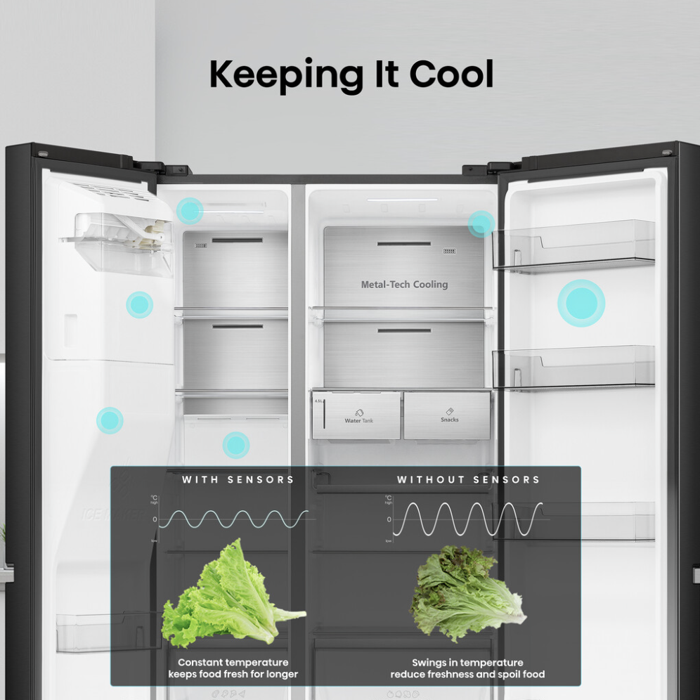 Hisense RS818N4TFE 632L American Smart Fridge Freezer Black (REFURBISHED)