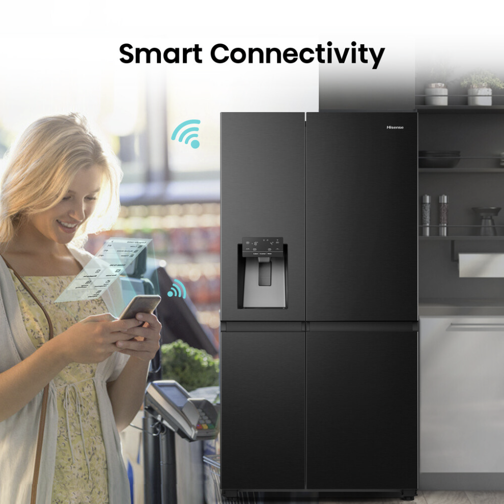 Hisense RS818N4TFE 632L American Smart Fridge Freezer Black (REFURBISHED)