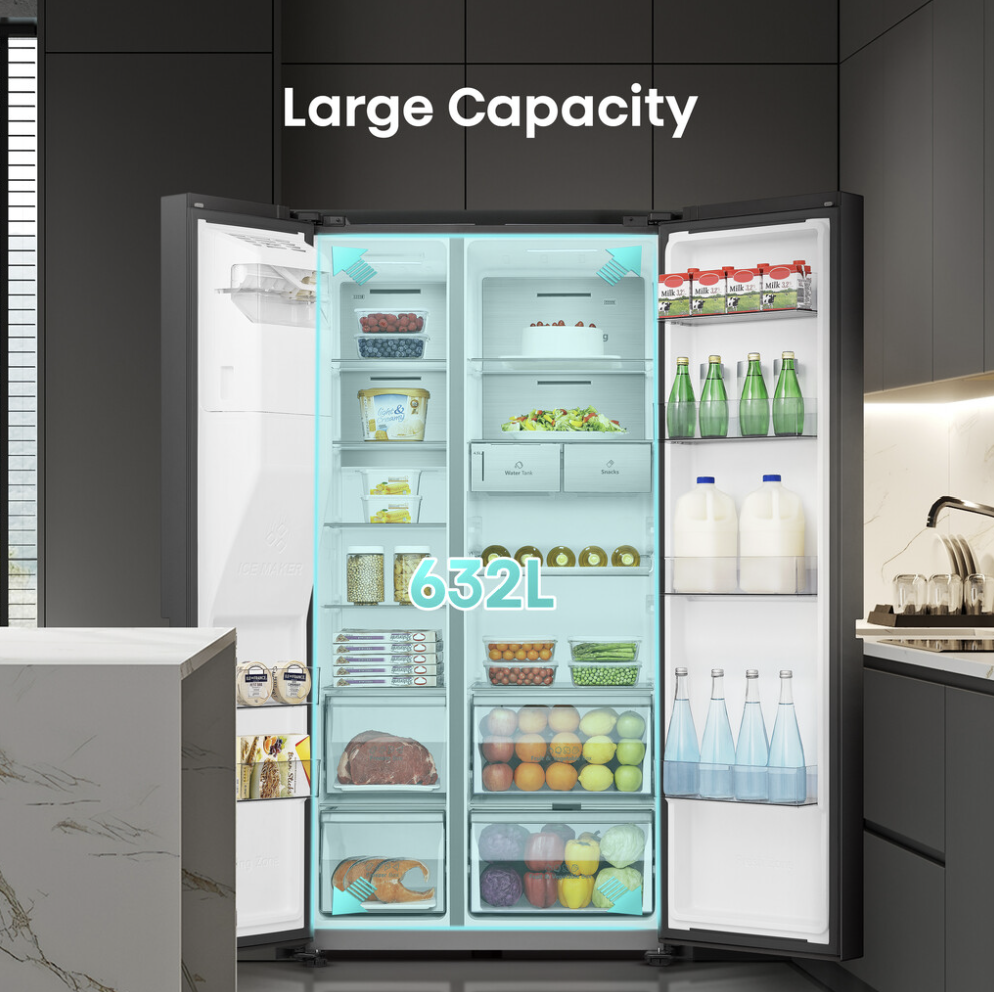 Hisense RS818N4TFE 632L American Smart Fridge Freezer Black (REFURBISHED)